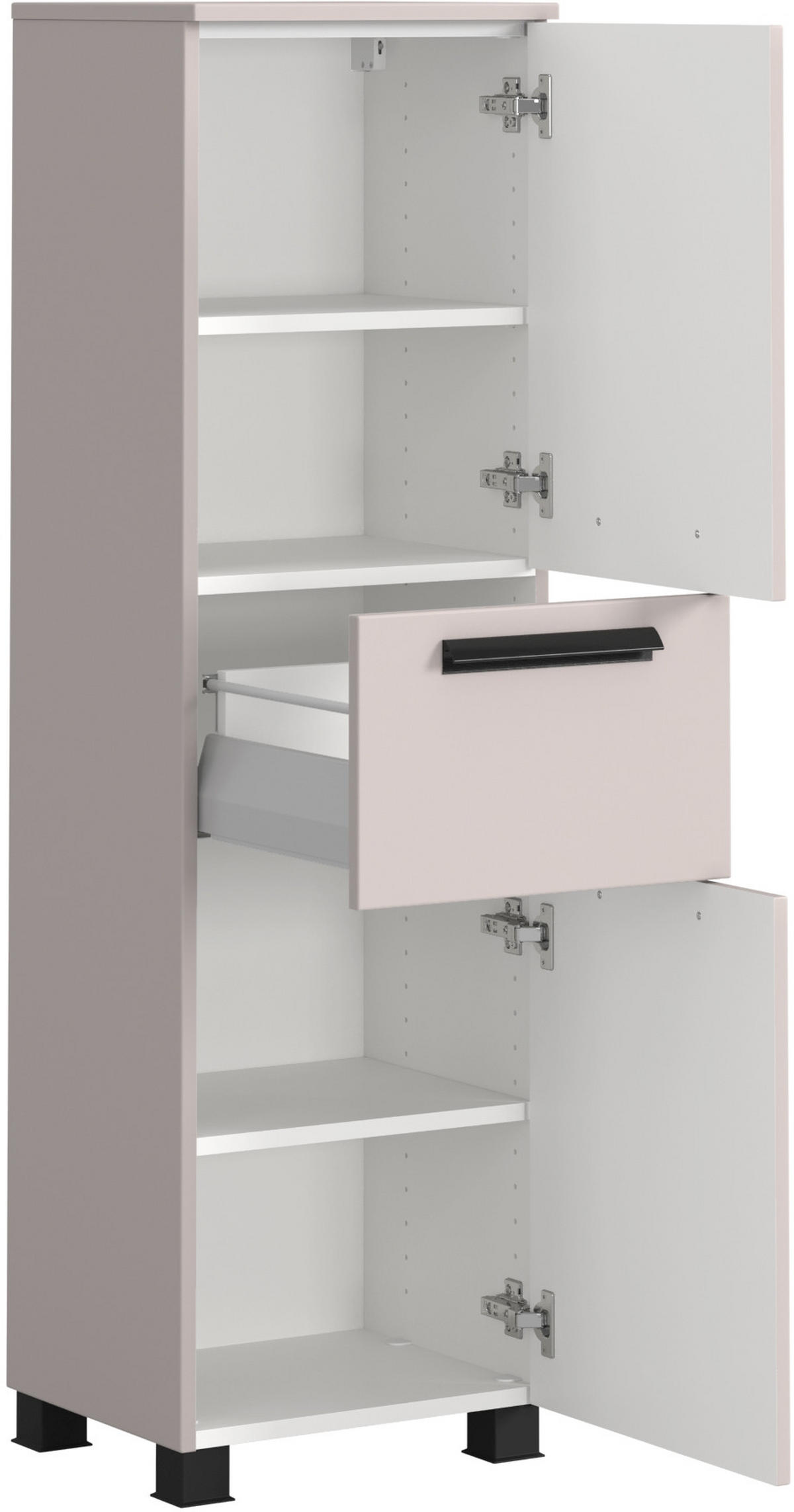 MIDISCHRANK 40/130/35 cm  - Kaschmir/Schwarz, KONVENTIONELL, Holzwerkstoff/Kunststoff (40/130/35cm) - Xora