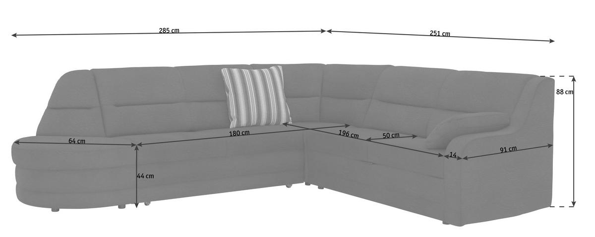 ECKSOFA in Flachgewebe Dunkelbraun  285/251 cm  - Dunkelbraun/Schwarz, KONVENTIONELL, Kunststoff/Textil (285/251cm) - Sedda