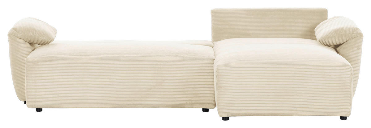 ECKSOFA in Cord Naturfarben  - Schwarz/Naturfarben, Konventionell, Kunststoff/Textil (266/180cm) - MID.YOU