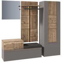 GARDEROBE 4-teilig  in 208/194/42,9 cm  - Wildeiche/Grau, Design, Glas/Holz (208/194/42,9cm) - Voglauer