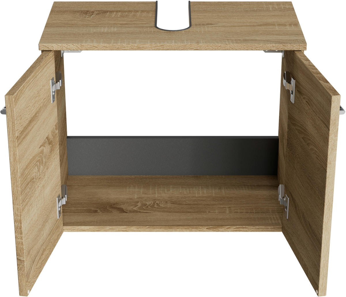 WASCHBECKENUNTERSCHRANK 60/49,8/33,3 cm  - Chromfarben/Eiche Bianco, KONVENTIONELL, Holzwerkstoff/Metall (60/49,8/33,3cm) - Sadena