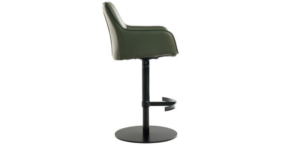 BARHOCKER Echtleder Grün, Schwarz Eisen Lederauswahl, Sitzfläche 360° drehbar, automatische Rückholfunktion - Schwarz/Grün, Design, Leder/Metall (54/92-112/55cm) - Novel