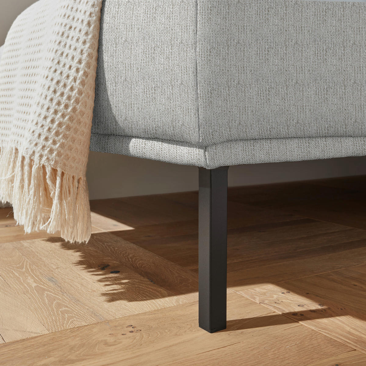 ECKSOFA  in Flachgewebe Silberfarben  270/308 cm  - Silberfarben/Schwarz, Design, Textil/Metall (270/308cm) - Pure Home Lifestyle