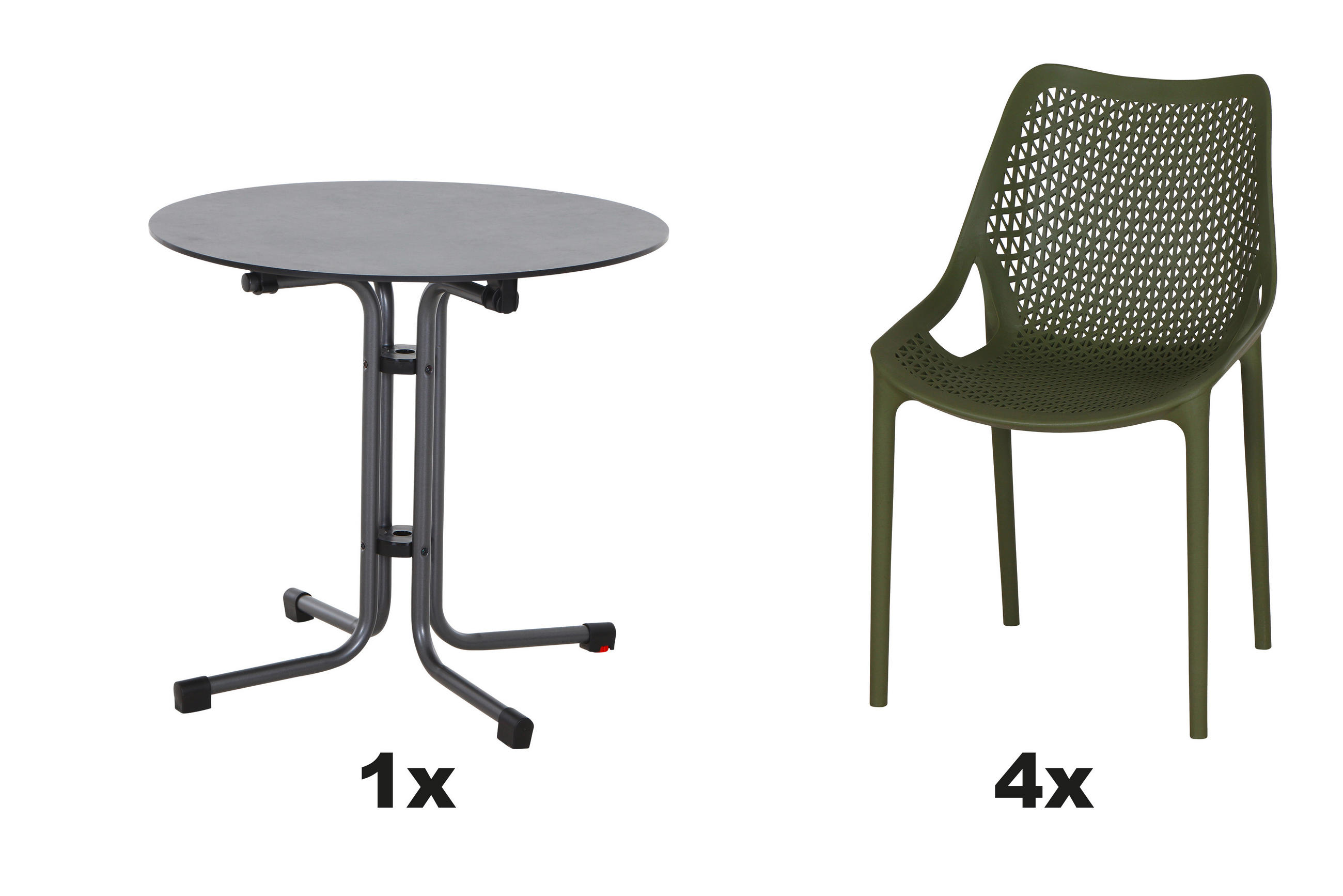 GARTENGARNITUR 4-teilig Stahl  - Anthrazit/Grün, Basics, Kunststoff/Metall (80/81/80cm) - Siena Garden