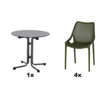 GARTENGARNITUR 4-teilig  - Anthrazit/Grün, Basics, Holzwerkstoff/Kunststoff (80/81/80cm) - Siena Garden