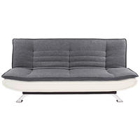 SCHLAFSOFA  in Lederlook, Webstoff Weiß, Edelstahlfarben, Dunkelgrau  - Edelstahlfarben/Dunkelgrau, Basics, Textil/Metall (190/90/102cm) - MID.YOU