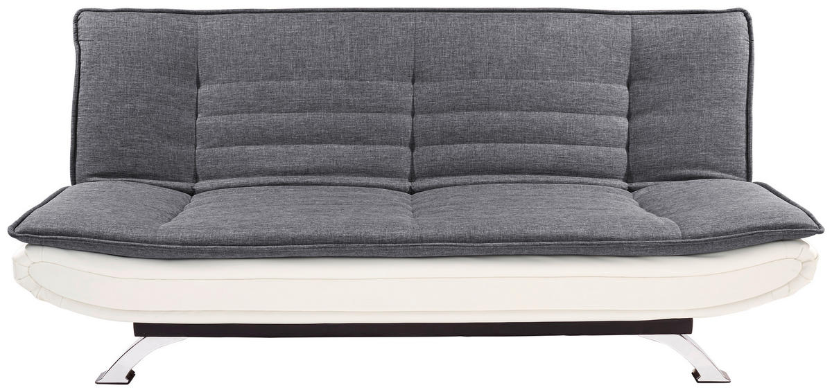 SCHLAFSOFA  in Lederlook, Webstoff Weiß, Edelstahlfarben, Dunkelgrau  - Edelstahlfarben/Dunkelgrau, Basics, Textil/Metall (190/90/102cm) - MID.YOU