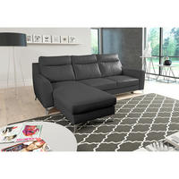 ECKSOFA  in Lederlook Echtleder Schwarz  - Chromfarben/Schwarz, Design, Leder/Textil (236/168cm) - Livetastic
