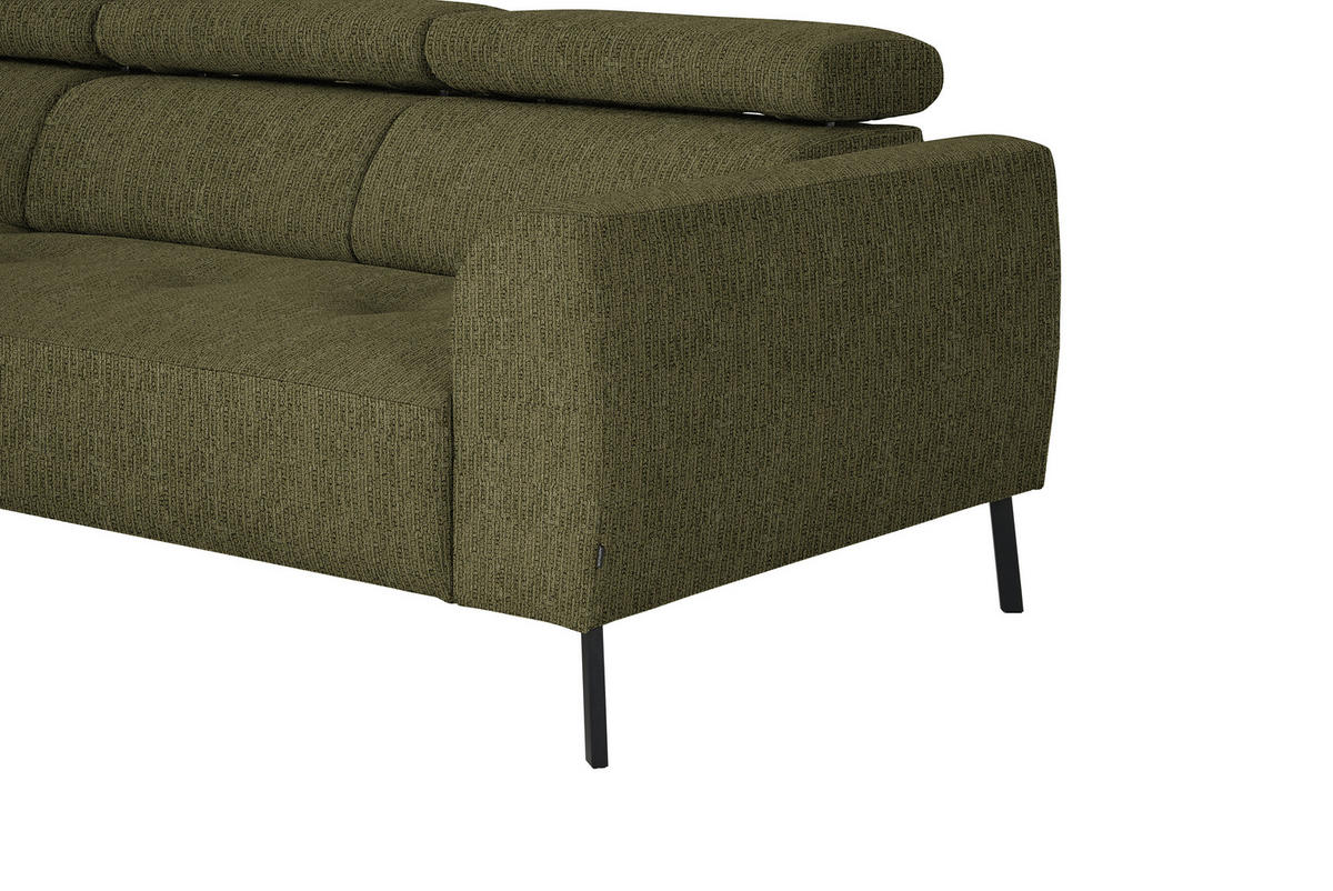 ECKSOFA in Webstoff Olivgrün  205/280 cm  - Schwarz/Olivgrün, Design, Textil/Metall (205/280cm) - Xora