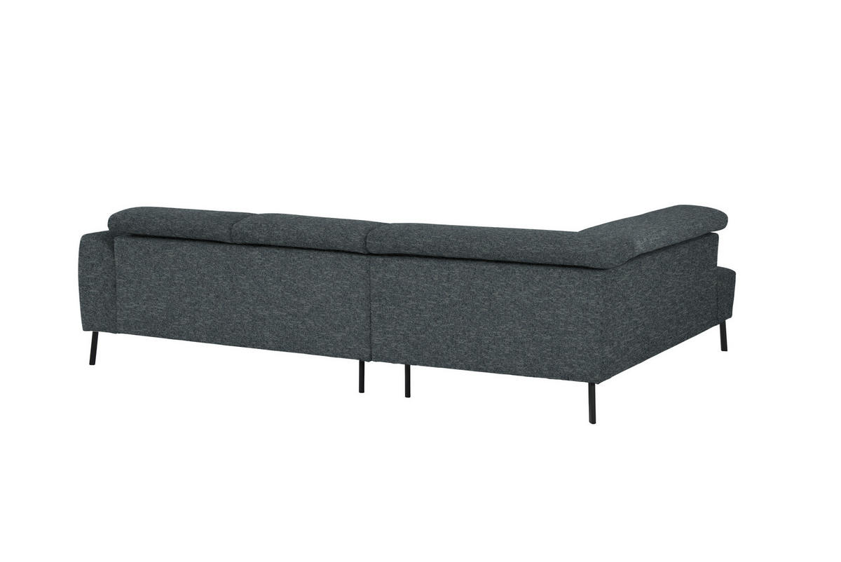 ECKSOFA in Chenille Grau  205/280 cm  - Schwarz/Grau, Design, Textil/Metall (205/280cm) - Xora