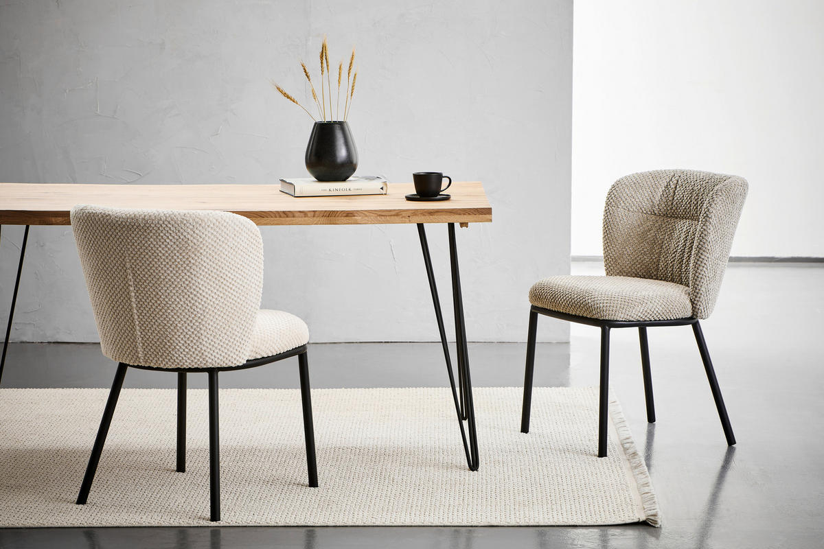 SZÉK fém, textil fekete, taupe  - fekete/taupe, Design, textil/fém (53,5/80/60,5cm) - Stylife