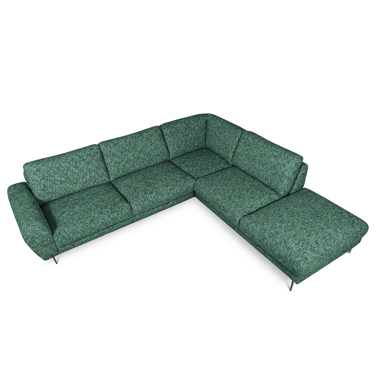 ECKSOFA SPRING Grün Webstoff Zierkissen  - Schwarz/Grün, Design, Textil/Metall (273/250cm) - Livetastic