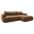 ECKSOFA Dunkelbraun Struktur Rückenkissen, Bettkasten, Schlaffunktion, Rücken echt, Liegefläche im Originalstoff  - Dunkelbraun/Schwarz, KONVENTIONELL, Kunststoff/Textil (272/172cm) - Carryhome