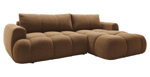 ECKSOFA Dunkelbraun Struktur Rückenkissen, Bettkasten, Schlaffunktion, Rücken echt, Liegefläche im Originalstoff  - Dunkelbraun/Schwarz, KONVENTIONELL, Kunststoff/Textil (272/172cm) - Carryhome