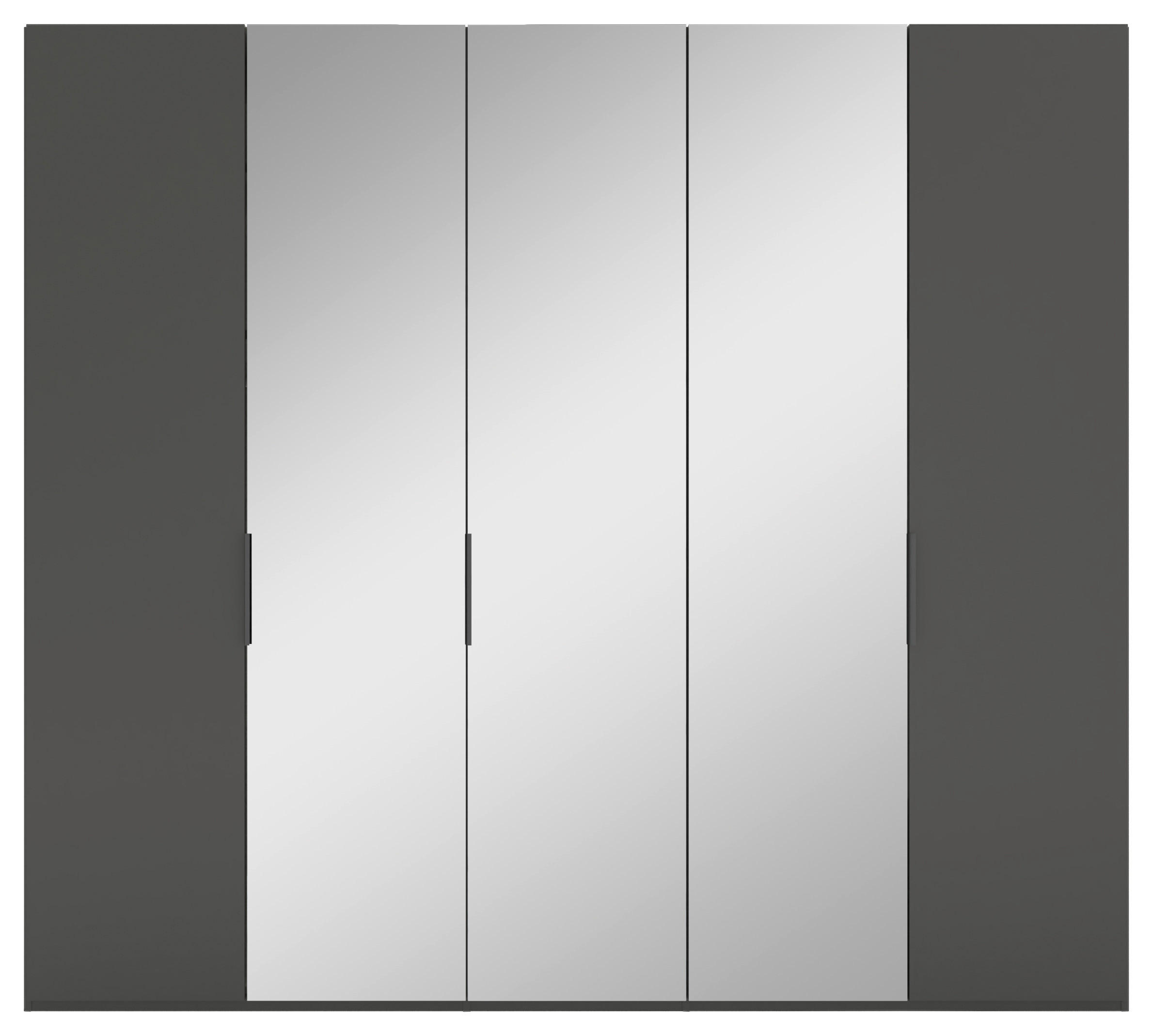 DREHTÜRENSCHRANK 250/223/62 cm 5-türig Anthrazit  - Anthrazit/Schwarz, KONVENTIONELL, Glas/Holzwerkstoff (250/223/62cm) - Novel