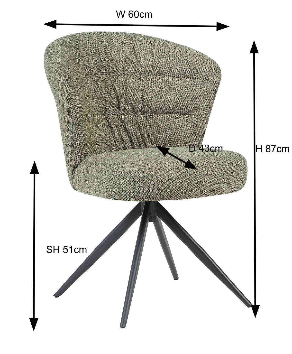 STUHL - Schwarz/Grün, Design, Textil/Metall (64/89/58cm) - Stylife