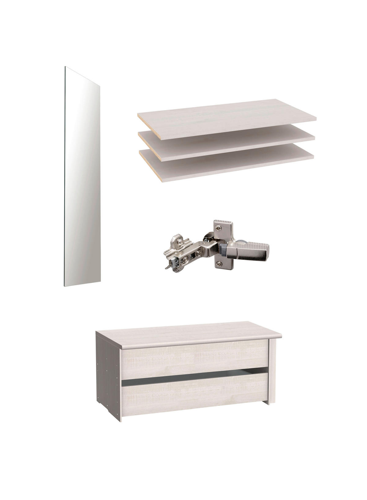 DREHTÜRENSCHRANK in Grau, Weiss  - Chromfarben/Weiss, Modern, Glas/Holzwerkstoff (300/216/58cm) - Novel