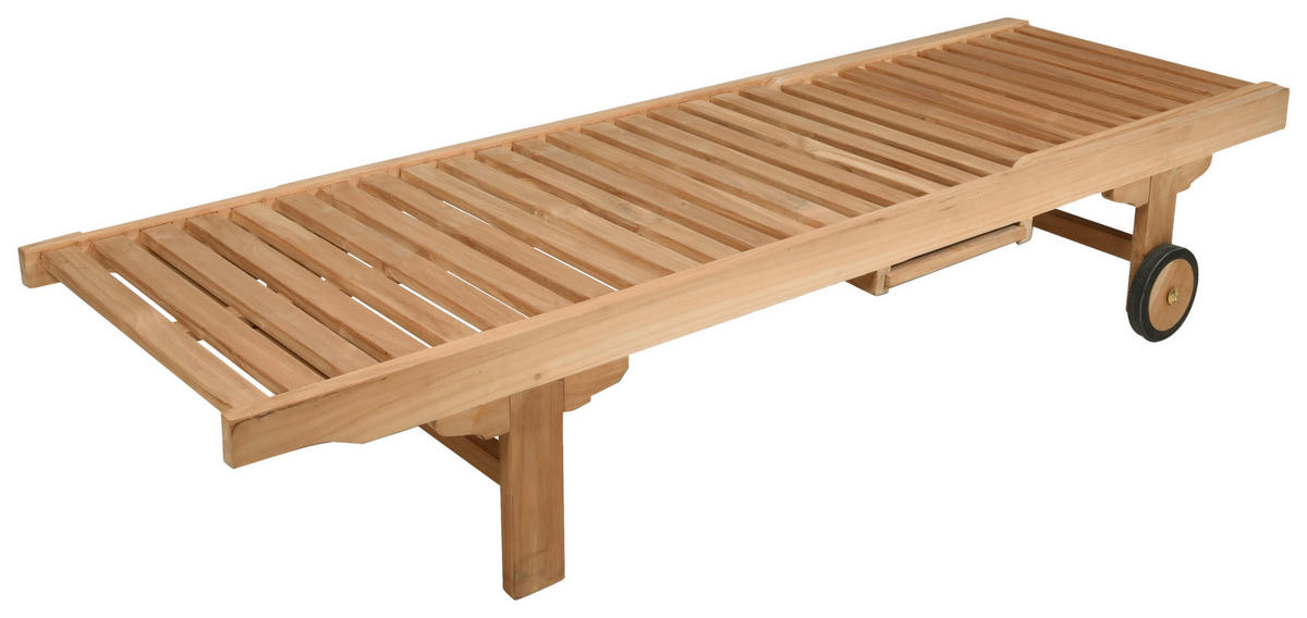 SONNENLIEGE 64,5/85/198 cm Teakholz  - Hellbraun, MODERN, Holz (64,5/85/198cm) - Gardenson