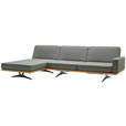 ECKSOFA in Flachgewebe Grau, Grün  - Schwarz/Grau, Natur, Holz/Textil (170/326cm) - Valnatura