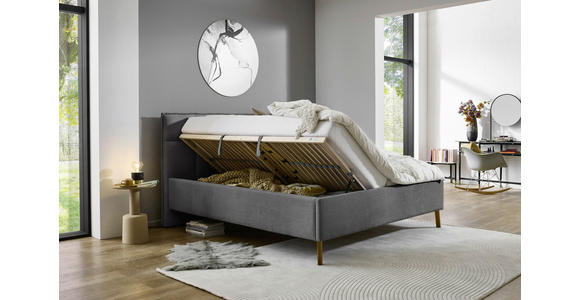 POLSTERBETT 180/200 cm  in Anthrazit  - Eichefarben/Birkefarben, Design, Holz/Textil (180/200cm) - Xora