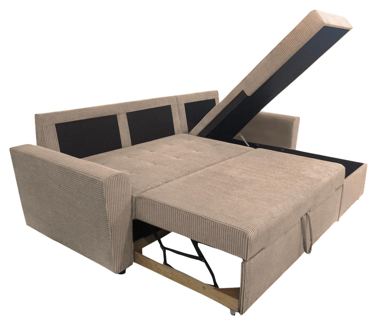 ECKSOFA TERMOLI in Cord Taupe  231/155 cm  - Taupe/Schwarz, Design, Kunststoff/Textil (231/155cm) - MID.YOU