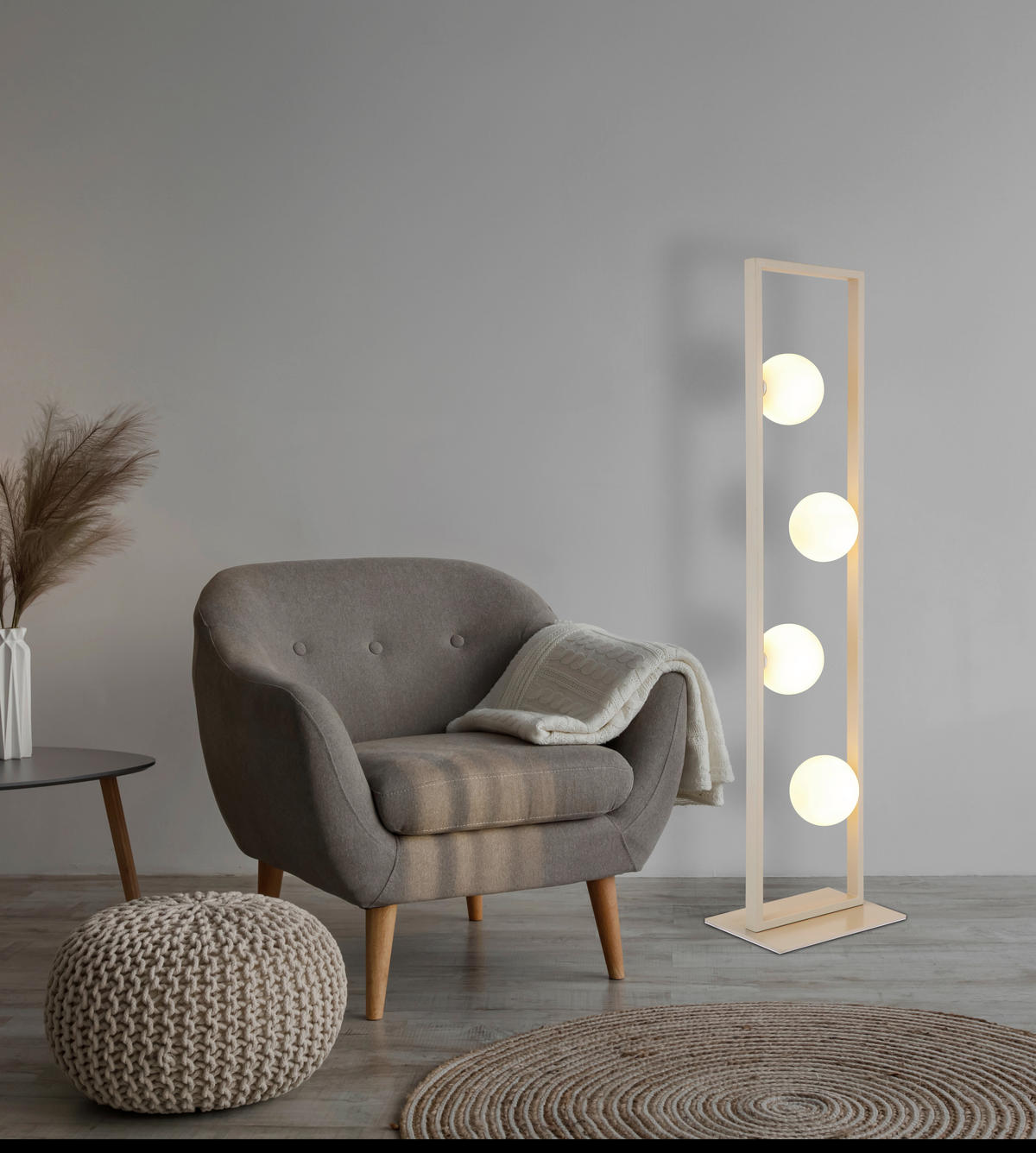 STEHLEUCHTE 28/20/110 cm    - Sandfarben/Weiß, Design, Glas/Kunststoff (28/20/110cm) - Globo