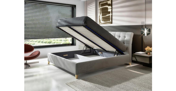 POLSTERBETT Lattenrost, Bettkasten Beige, Ecru 160/200 cm - Ecru/Eichefarben, KONVENTIONELL, Holz/Textil (160/200cm) - Hom`in