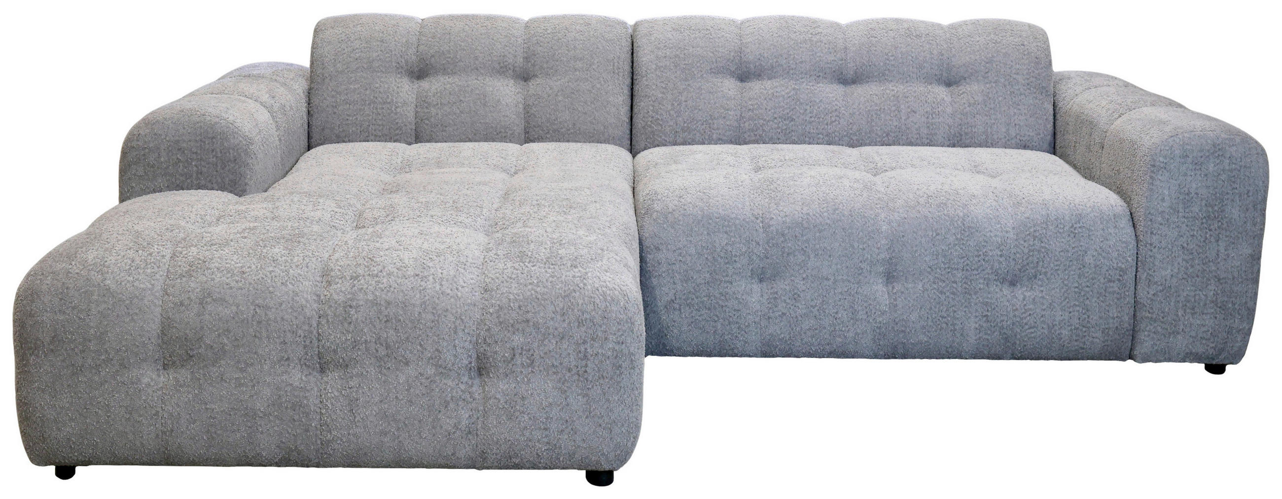 ECKSOFA RUNO in Bouclé Grau  175/270 cm  - Schwarz/Grau, Design, Kunststoff/Textil (175/270cm) - MID.YOU