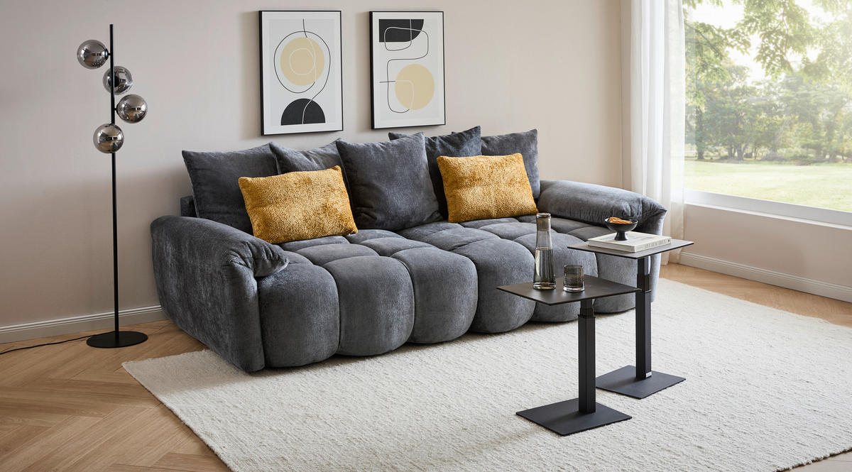 BIG SOFFA i chenille antracit  - svart/antracit, Design, textil/plast (265/67/130cm) - home24