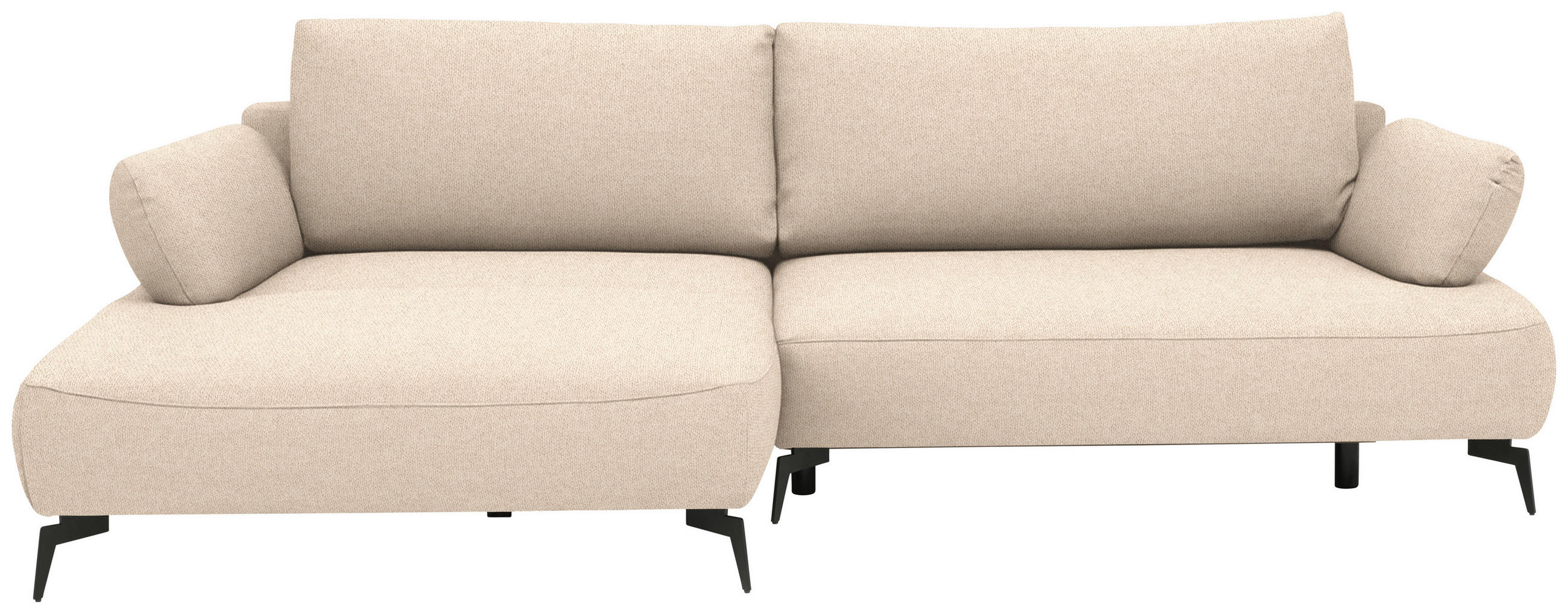 ECKSOFA COLORADO Beige Struktur Rückenkissen, Bettkasten  - Beige/Schwarz, Design, Textil/Metall (186/284cm) - MID.YOU