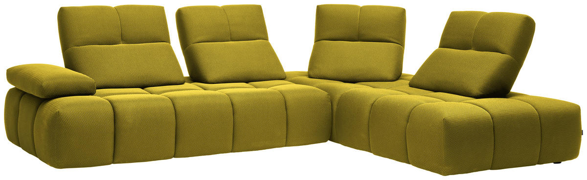 ECKSOFA in Struktur Gelb  313/233 cm  - Gelb/Schwarz, Design, Kunststoff/Textil (313/233cm) - Belluti