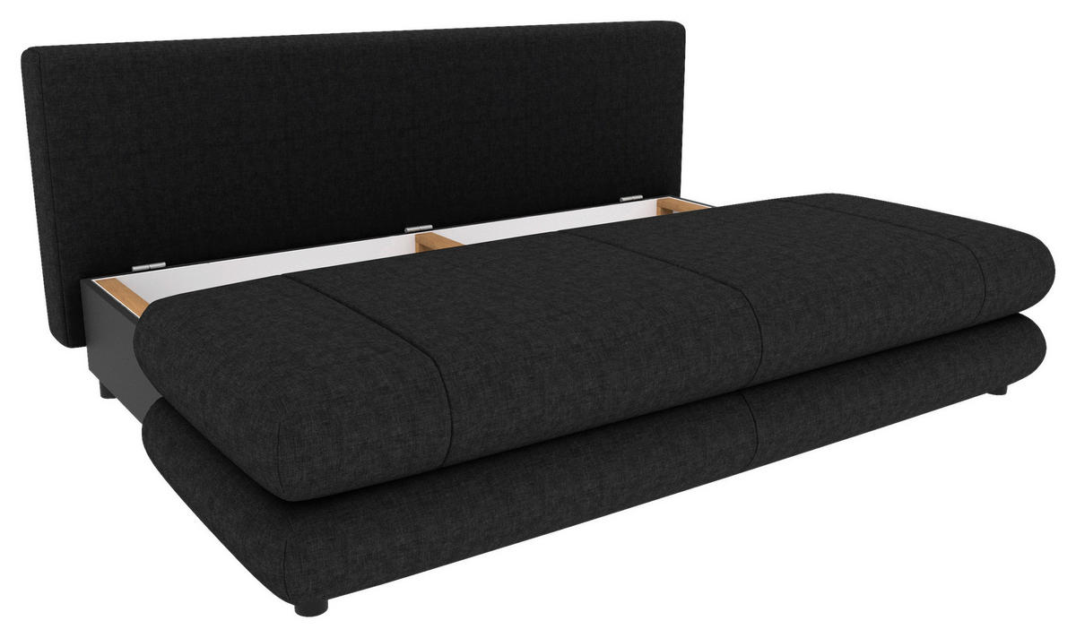 SCHLAFSOFA  mit Liegefunktion, Rücken echt Mikrofaser Anthrazit  - Anthrazit/Schwarz, KONVENTIONELL, Kunststoff/Textil (212/93/90cm) - Carryhome