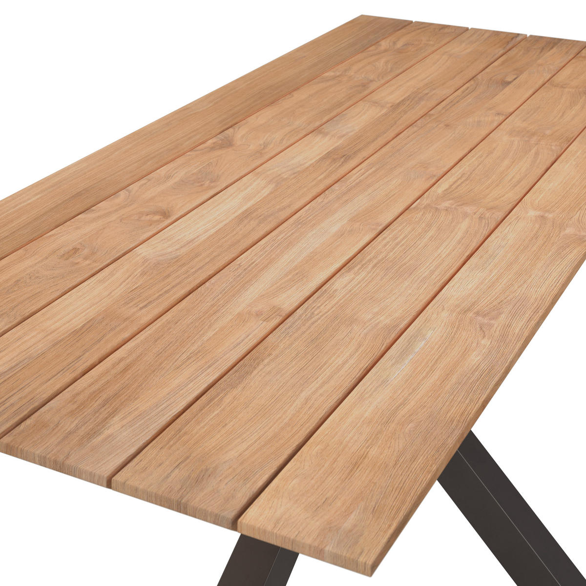 GARTENTISCH Metall Dunkelgrau, Teakfarben rechteckig  - Dunkelgrau/Teakfarben, Design, Holz/Metall (216/99/75cm) - Amatio