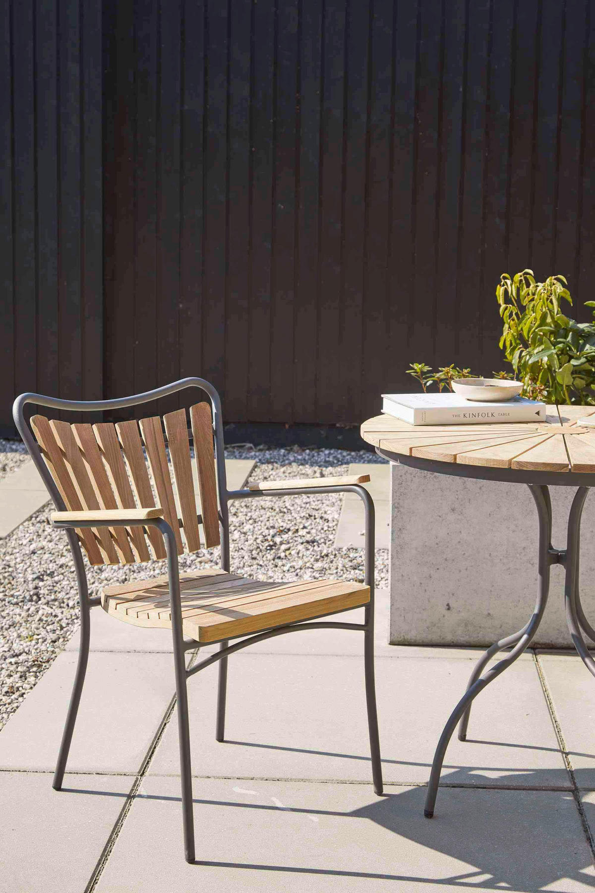 GARTENTISCH 80/80/74 cm Holz Anthrazit, Teakfarben rund  - Anthrazit/Teakfarben, Konventionell, Holz/Metall (80/80/74cm) - Gardenson