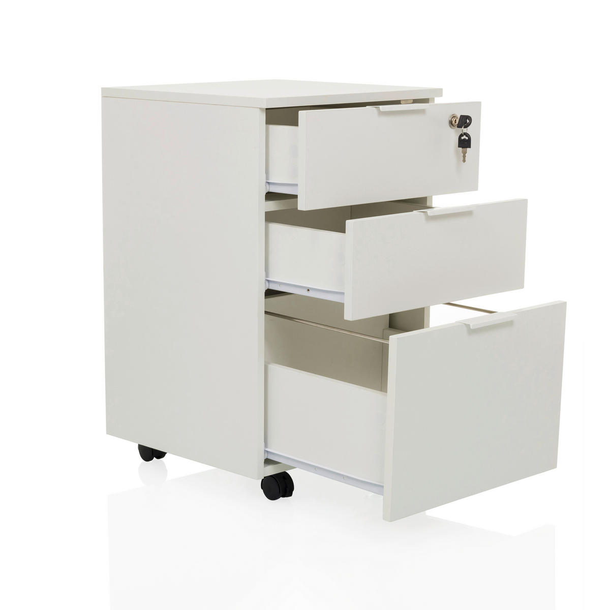 ROLLCONTAINER Weiß  - Weiß, MODERN, Holzwerkstoff/Kunststoff (41,5/66/40cm) - MID.YOU