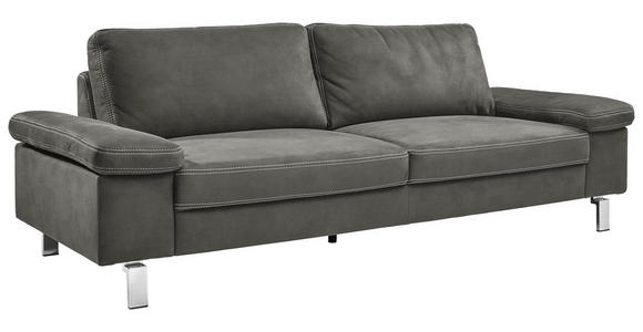 3-SITZER-SOFA Mikrofaser Braun  - Chromfarben/Beige, Design, Textil/Metall (234/86/97cm) - Hom`in