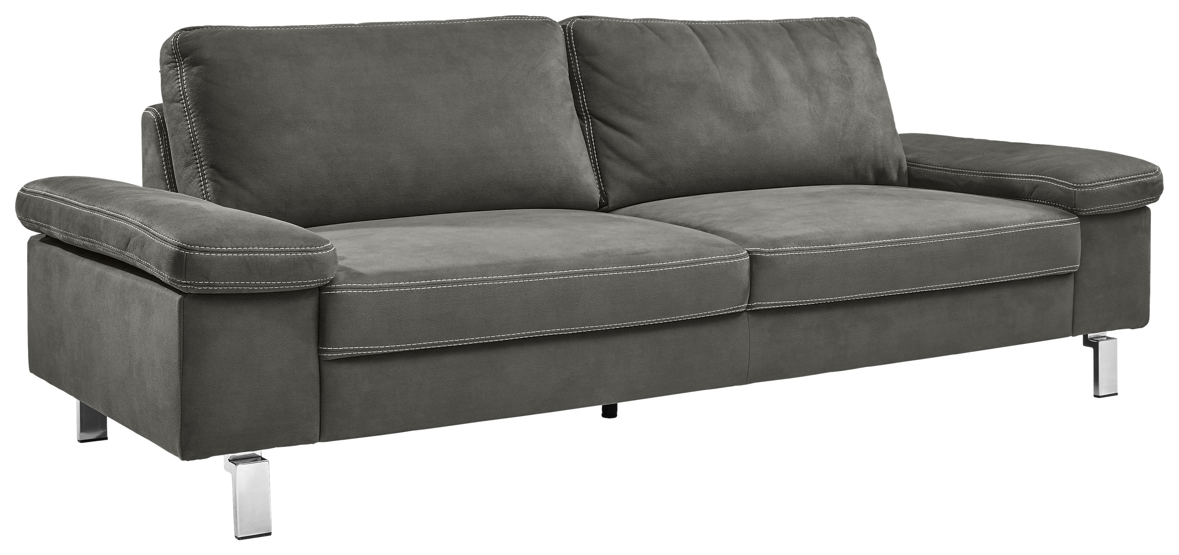 3-SITZER-SOFA Mikrofaser Braun  - Chromfarben/Beige, Design, Textil/Metall (234/86/97cm) - Hom`in