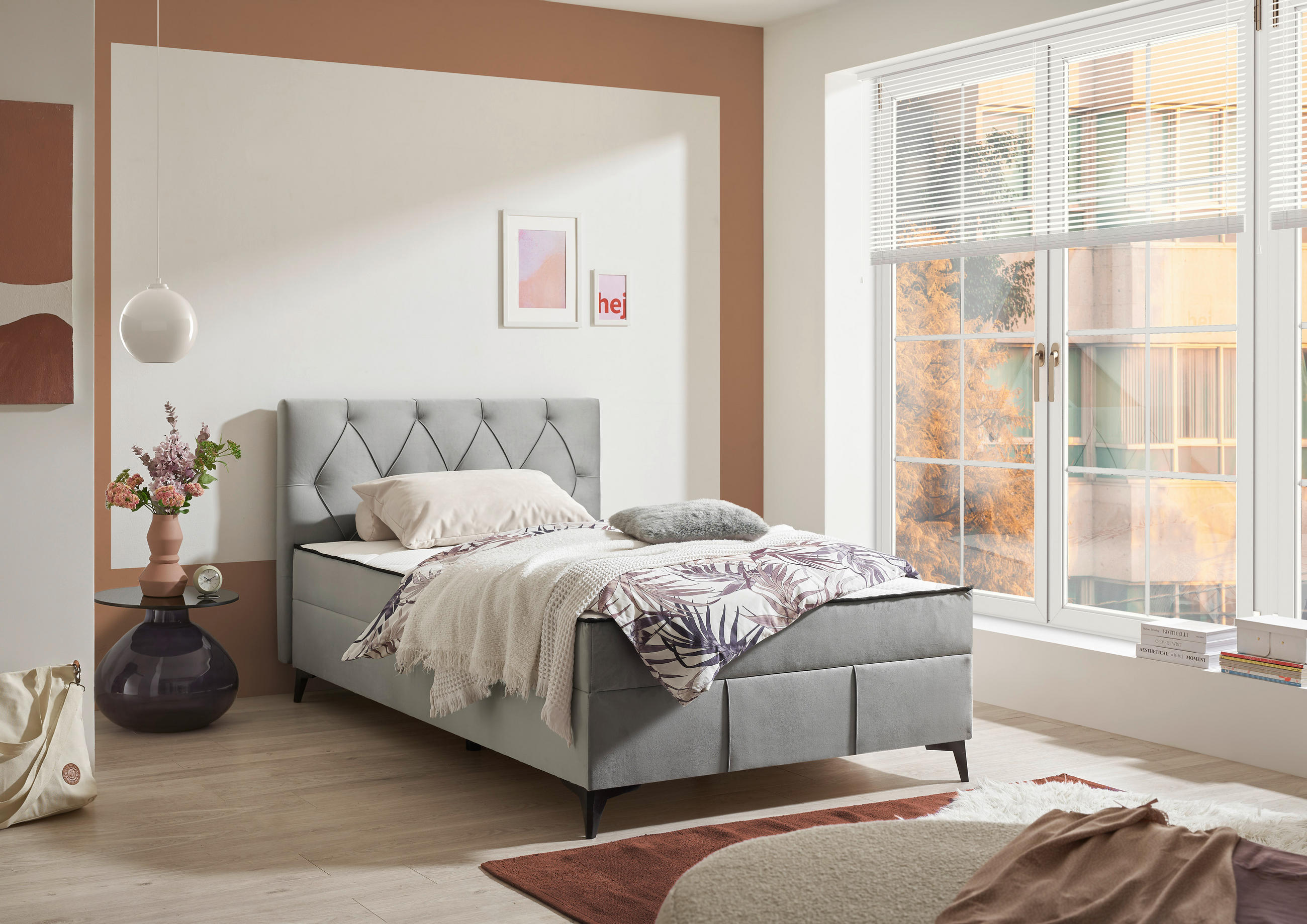 BOXBETT 120/200 cm,  in Grau, Bettkasten, gepolstertes Kopfteil,  - Schwarz/Grau, MODERN, Holzwerkstoff/Kunststoff (120/200cm) - MID.YOU