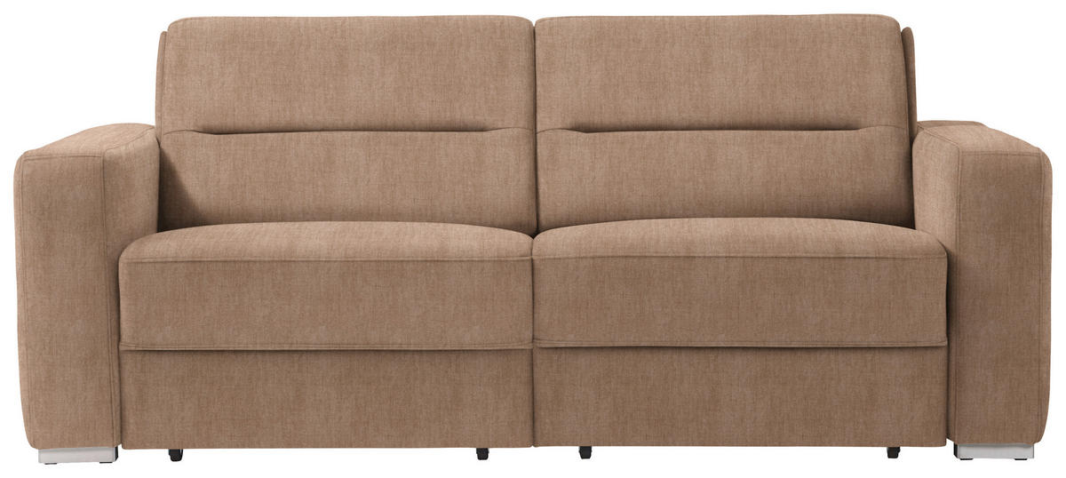 SCHLAFSOFA  in Hellbraun  - Hellbraun, KONVENTIONELL, Textil/Metall (202/86/92cm) - Sedda