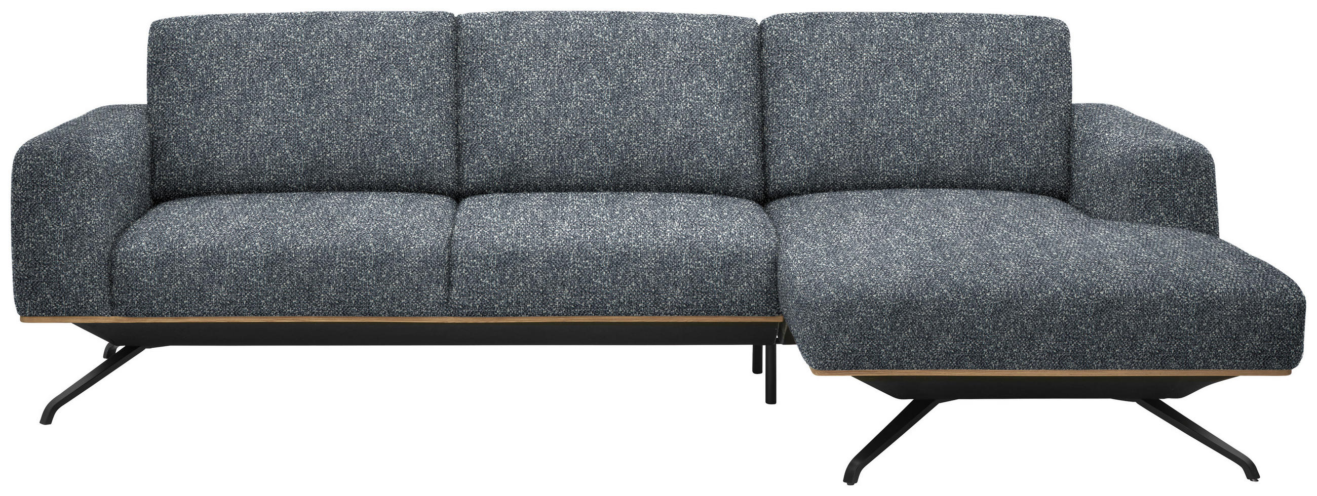 ECKSOFA in Struktur Dunkelgrau  - Dunkelgrau/Schwarz, Design, Textil/Metall (262/157cm) - Novel