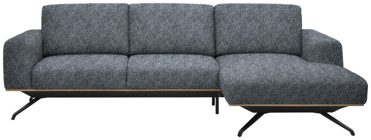 ECKSOFA in Struktur Dunkelgrau  262/157 cm  - Dunkelgrau/Schwarz, Design, Textil/Metall (262/157cm) - Novel