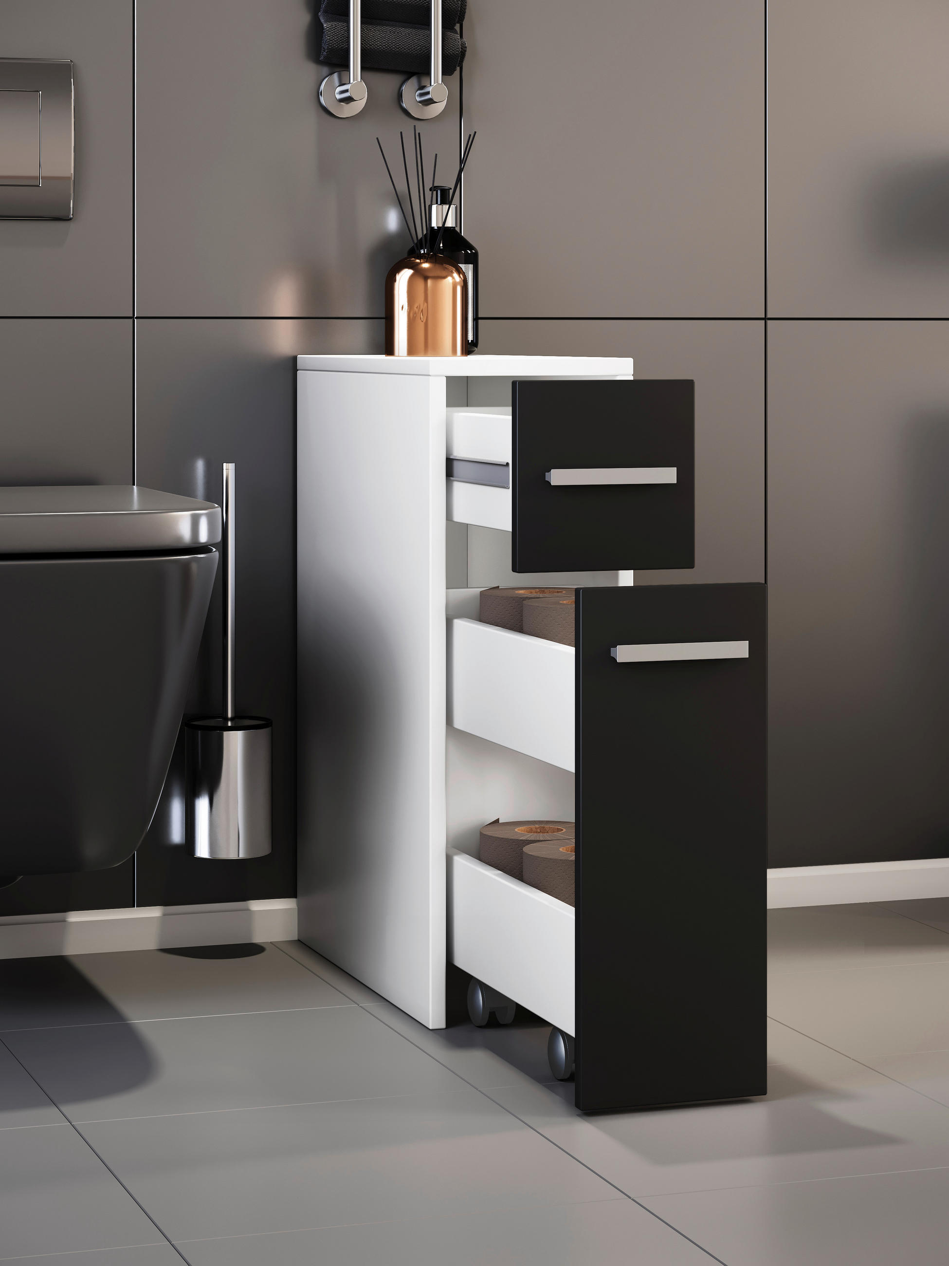 UNTERSCHRANK 19,9/61,4/45 cm - Schwarz/Weiß, MODERN, Holzwerkstoff/Kunststoff (19,9/61,4/45cm) - MID.YOU