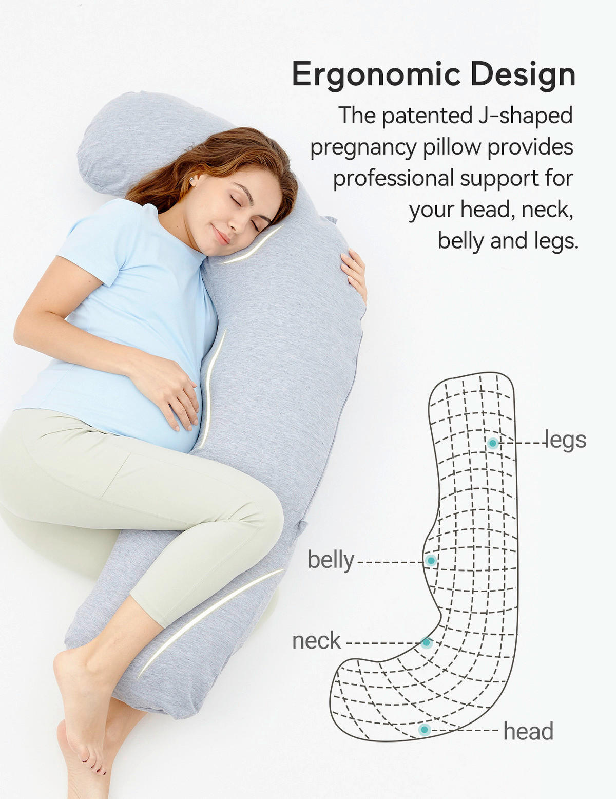 STILLKISSEN Schwangerschafftskissen   - Hellblau, Basics, Textil (20/100/20cm) - Momcozy