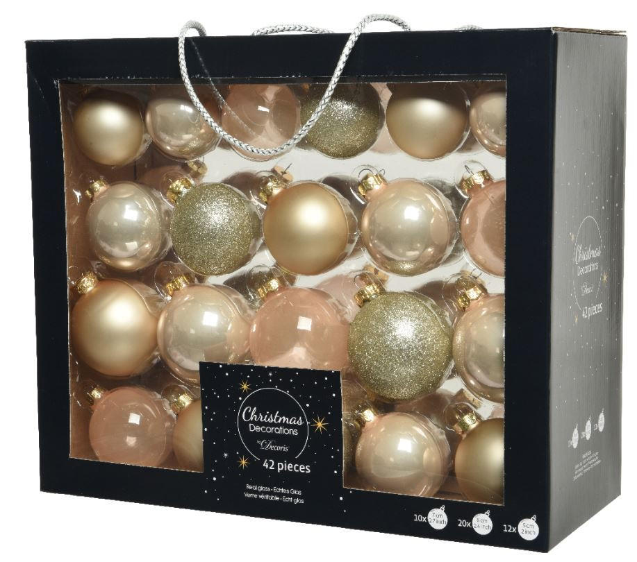 CHRISTBAUMKUGEL-SET 42-teilig  - Perlmutt, Basics, Glas (7,00/7,00/7,00cm)