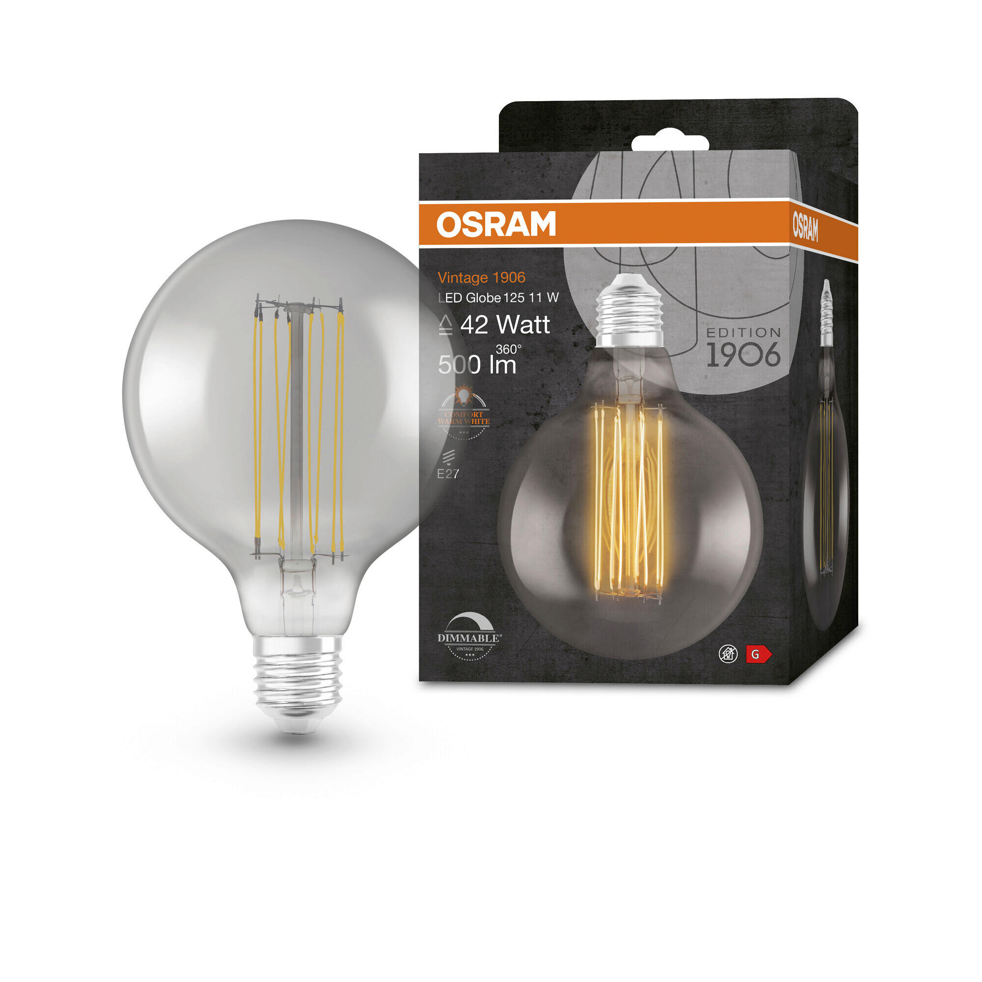 LED-LEUCHTMITTEL   E27 11 W 500 lm  - Hellgrau, Basics, Glas (12,4/17,3cm) - Ledvance