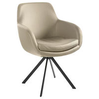 ARMLEHNSTUHL  in Echtleder pigmentiert  - Sandfarben/Schwarz, Design, Leder/Metall (62/86/66cm) - Musterring