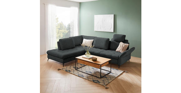 ECKSOFA in Struktur Dunkelgrau  - Dunkelgrau/Schwarz, Natur, Textil/Metall (233/288cm) - Valnatura