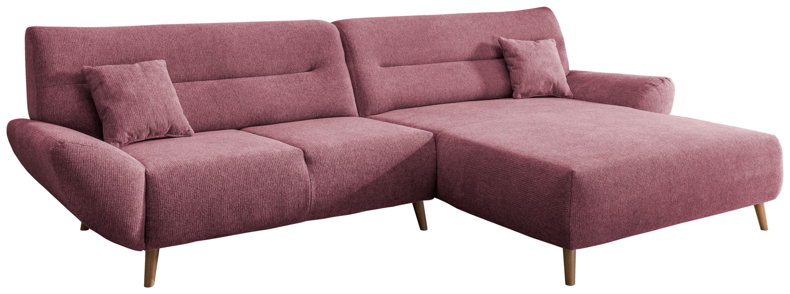 ECKSOFA Brombeere Chenille  - Wildeiche/Brombeere, MODERN, Holz/Textil (290/166cm) - MID.YOU