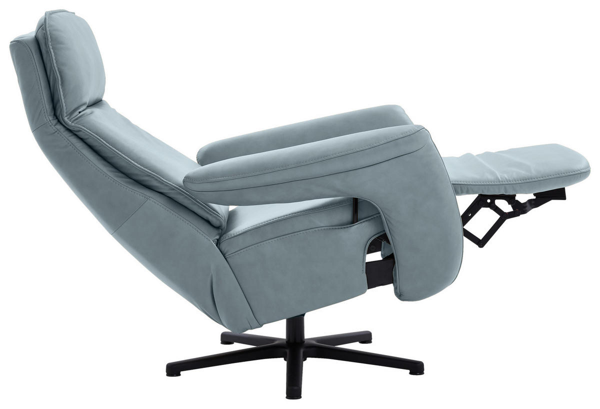 RELAXSESSEL in Leder Blaugrau  - Blaugrau/Schwarz, Design, Leder/Metall (83/112/87-174cm) - Valdera