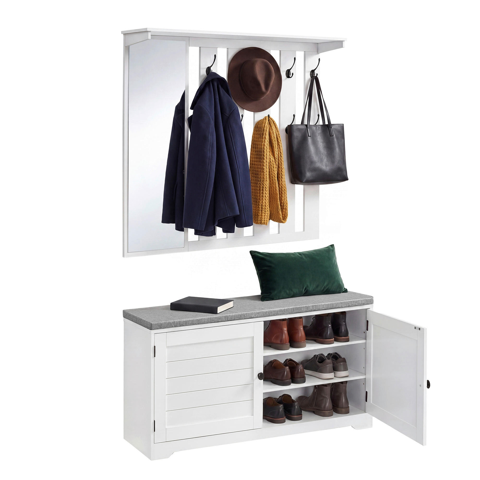 GARDEROBE  in 102/132,5/35,5 cm  - Weiß, Trend, Glas/Holzwerkstoff (102/132,5/35,5cm) - Boxxx